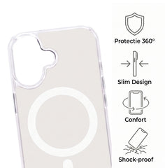 Husa iPhone 17 Alb, HEYBINGO®, design slim, MagSafe, Anti-Soc, Anti Zgarieturi, Clear Fusion Mag Cover
