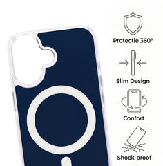 Husa iPhone 17 Albastra, HEYBINGO®, design slim, MagSafe, Anti-Soc, Anti Zgarieturi, Clear Fusion Mag Cover