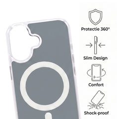 Husa iPhone 17 Gri, HEYBINGO®, design slim, MagSafe, Anti-Soc, Anti Zgarieturi, Clear Fusion Mag Cover