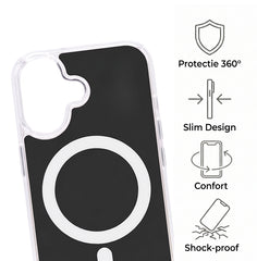 Husa iPhone 17 Negru, HEYBINGO®, design slim, MagSafe, Anti-Soc, Anti Zgarieturi, Clear Fusion Mag Cover
