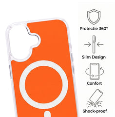 Husa iPhone 17 Portocalie, HEYBINGO®, design slim, MagSafe, Anti-Soc, Anti Zgarieturi, Clear Fusion Mag Cover