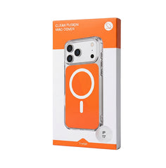 Husa iPhone 17 Portocalie, HEYBINGO®, design slim, MagSafe, Anti-Soc, Anti Zgarieturi, Clear Fusion Mag Cover