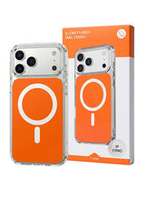 Husa iPhone 17 PRO Portocalie, HEYBINGO®, design slim, MagSafe, Anti-Soc, Anti Zgarieturi, Clear Fusion Mag Cover