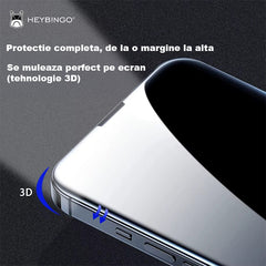 Folie sticla securizata Privacy pentru iPhone 16 Pro, HEYBINGO, O-FOLD, 9H, anti-spionaj, 9D Full Cover, rezistenta la zgarieturi, protectie ecran