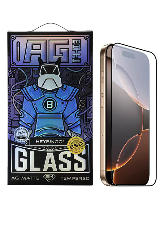 Folie Protectie iPhone 16 PRO HEYBINGO AG, din Sticla Securizata Anti-Reflexie, Rezistenta la Zgarieturi