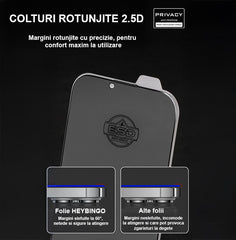 Folie Protectie iPhone 16 PRO HEYBINGO AG, din Sticla Securizata Anti-Reflexie, Rezistenta la Zgarieturi