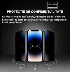 Privacy protection film for iPhone 14 PRO, HEYBINGO, 9H transparent antistatic tempered glass, with application kit, scratch resistant, does not leave fingerprints 