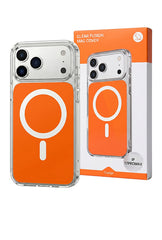 Husa iPhone 17 PRO MAX Portocalie, HEYBINGO®, design slim, MagSafe, Anti-Soc, Anti Zgarieturi, Clear Fusion Mag Cover